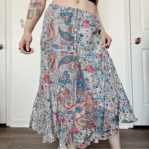 Sundance Paisley Blue Maxi Skirt Small